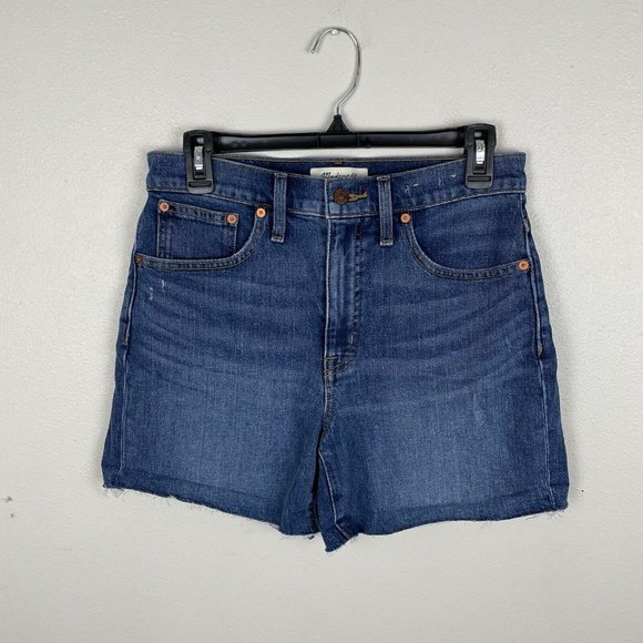 Madewell Pants - Madewell Womens High Rise Denim Shorts Size 27 Lemoyne Dark Wash Cut Off Pockets